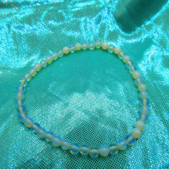 Opalite 4mm Round 7" Stretchy Gemstone Bracelet - Picture 2 of 3